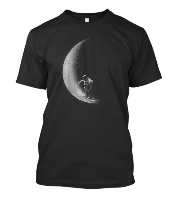 Science Is Not Boring Astronaut Surfing Crescent Moon T-Shirt