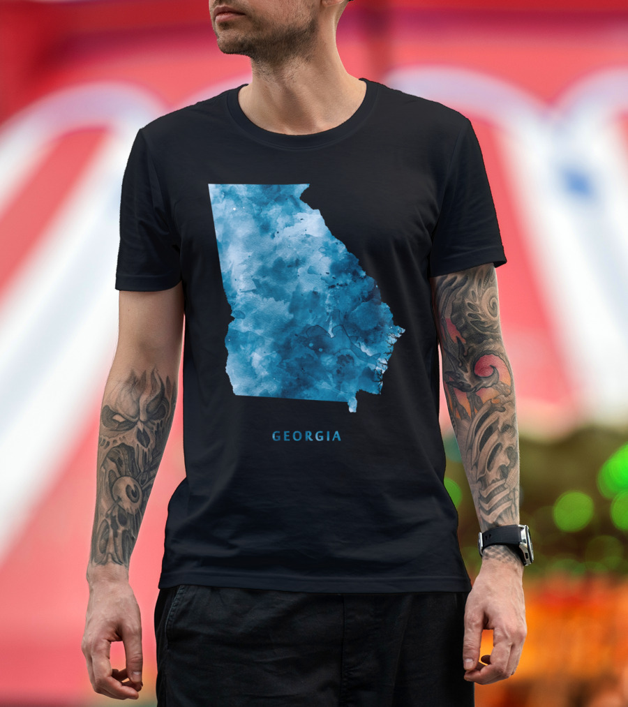 Georgia Watercolor Map Design Teal Blue T-Shirt