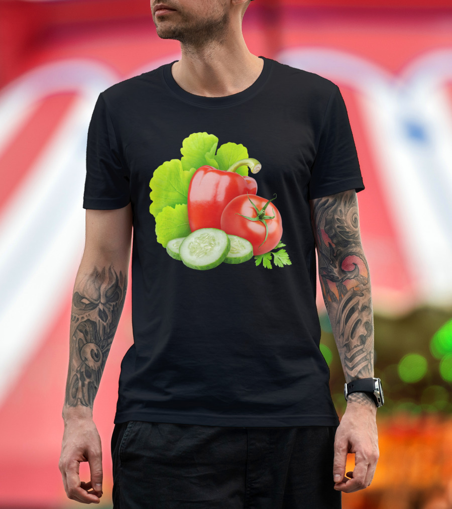 Cut Vegetables Tomato Pepper Cucumber Lettuce T-Shirt