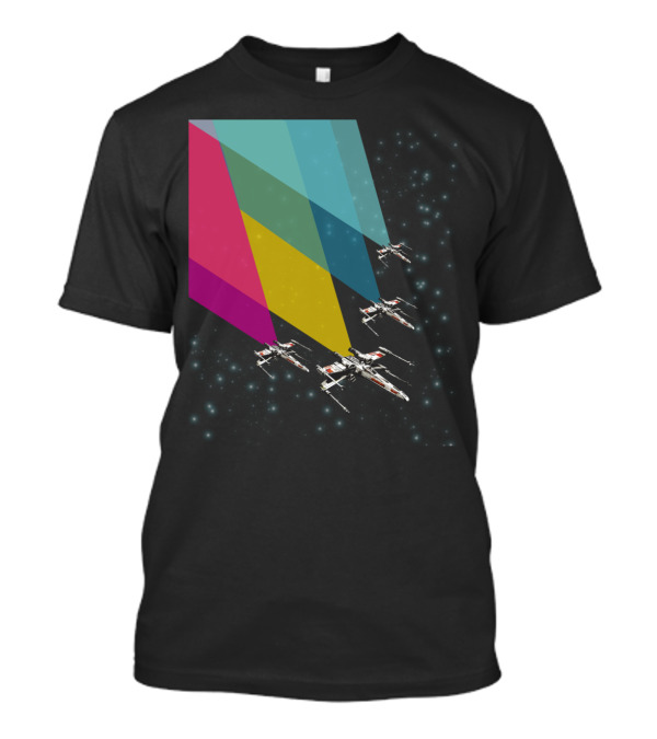 Chroma X Wings Starfighter Flight With Spectrum Trails T-Shirt