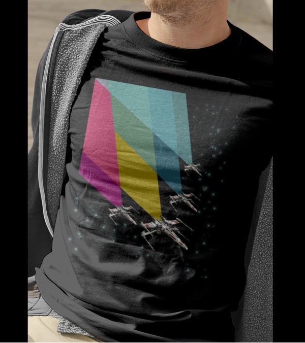 Chroma X Wings Starfighter Flight With Spectrum Trails T-Shirt