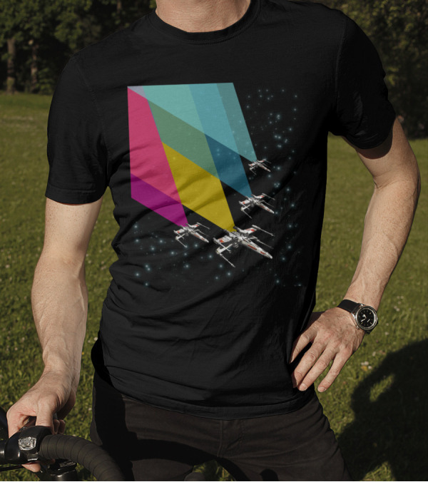 Chroma X Wings Starfighter Flight With Spectrum Trails T-Shirt