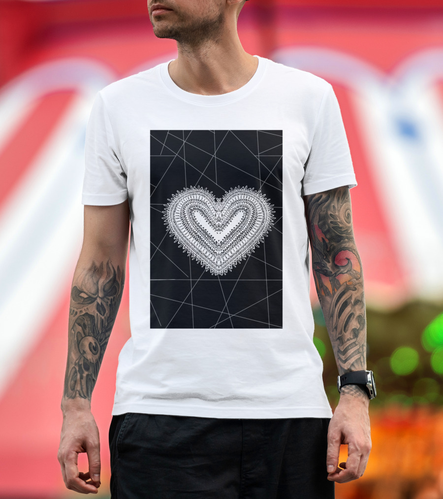 Heart Line A Lace Geometric T-Shirt