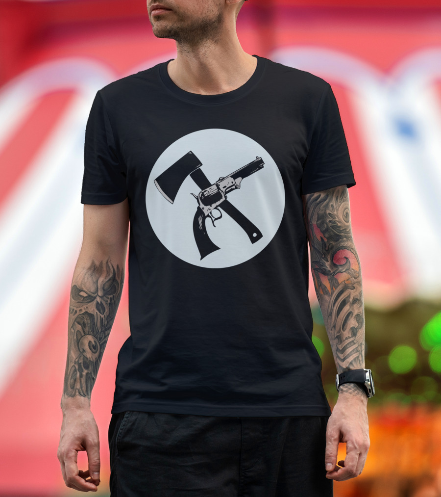 AXE AND REVOLVER Crossed Weapons T-Shirt