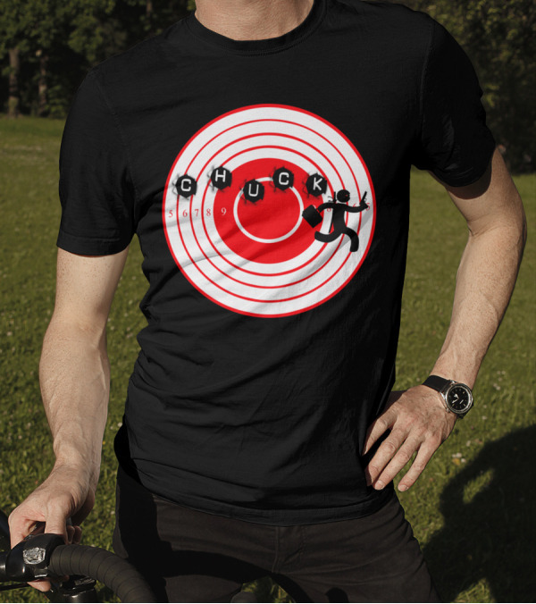 Chuck Ninja Man Target Board Bullseye Figure With Stars And Numbers T-Shirt