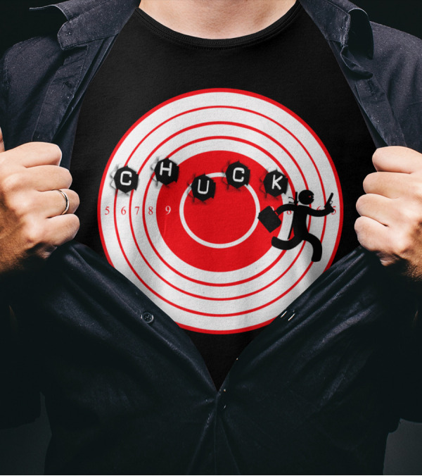 Chuck Ninja Man Target Board Bullseye Figure With Stars And Numbers T-Shirt