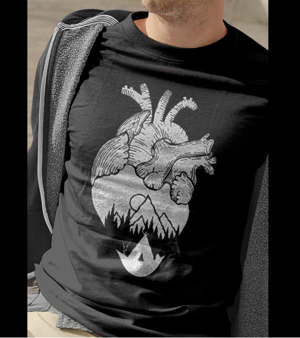 Heart Of Wanderer Mountains Forest Teepee Scene T-Shirt