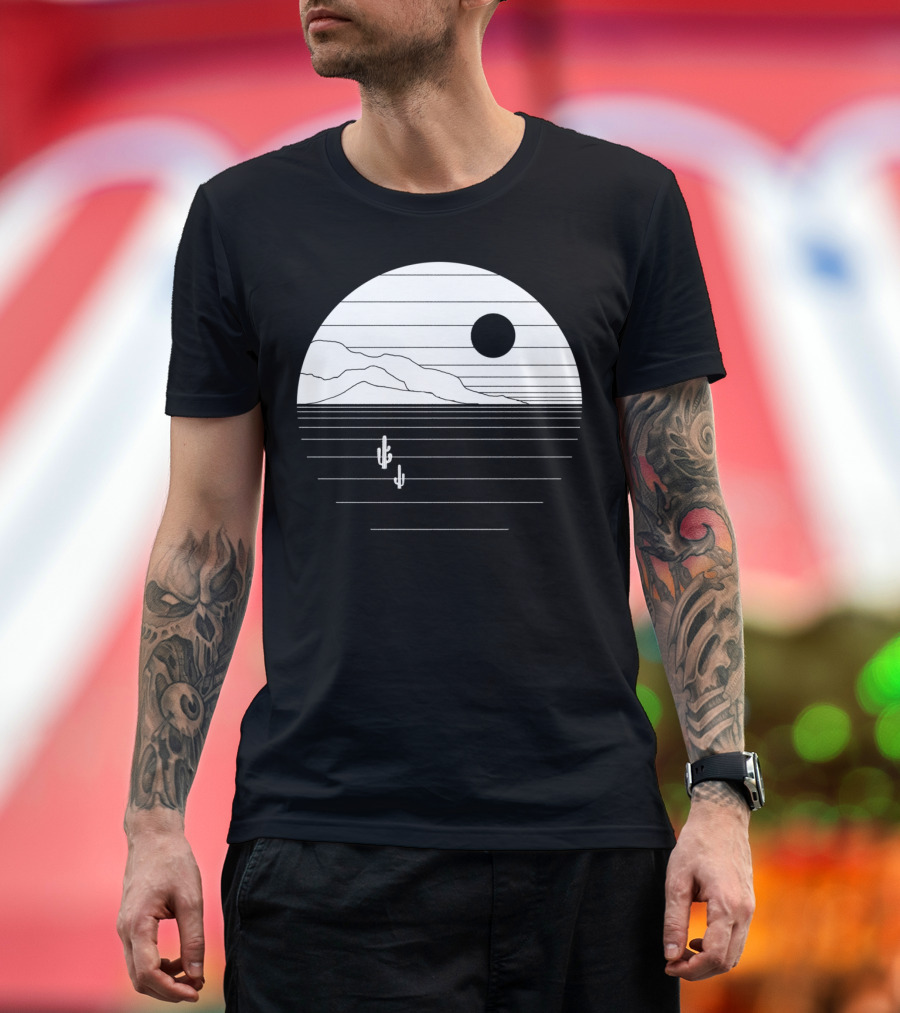 A Hole In The Moon Cactus Desert Minimalist Sunset T-Shirt