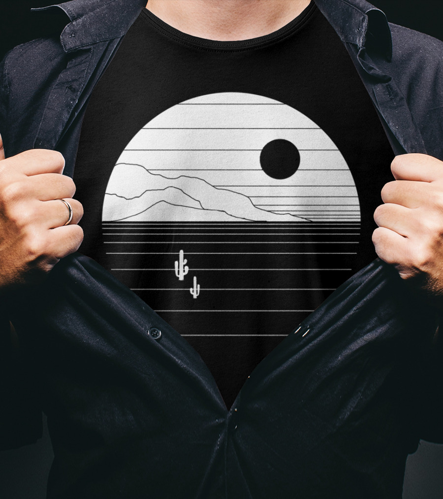 A Hole In The Moon Cactus Desert Minimalist Sunset T-Shirt