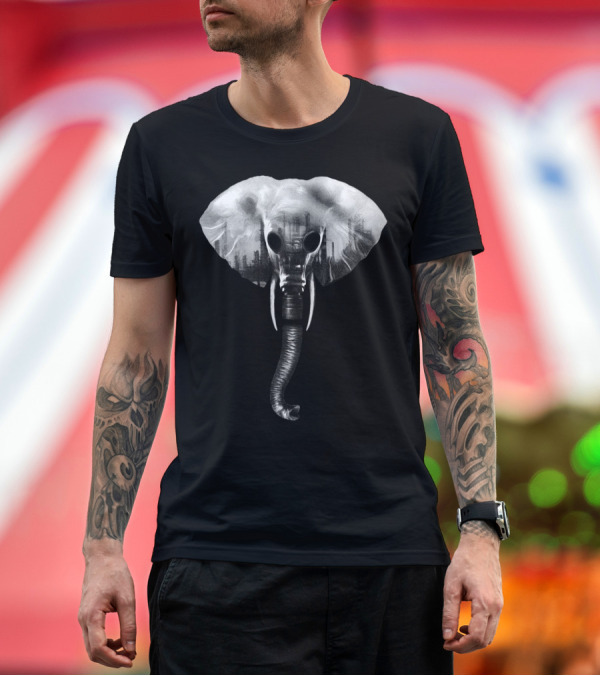 Premium T-Shirt: Self Alienation Elephant Gas Mask Urban Contrast T-Shirt Self Alienation Elephant Gas Mask Urban Contrast T-Shirt