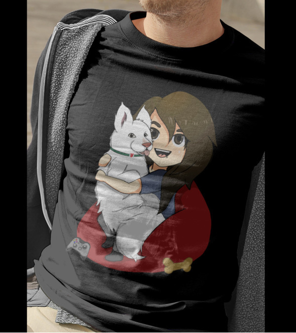Ghost Cuddles Case By With Girl And Dog On Bean Bag With Video Game Controller T-Shirt
