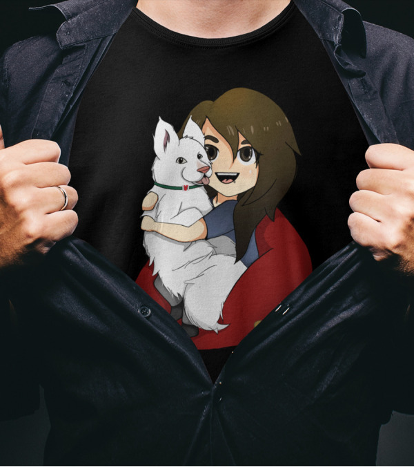Ghost Cuddles Case By With Girl And Dog On Bean Bag With Video Game Controller T-Shirt