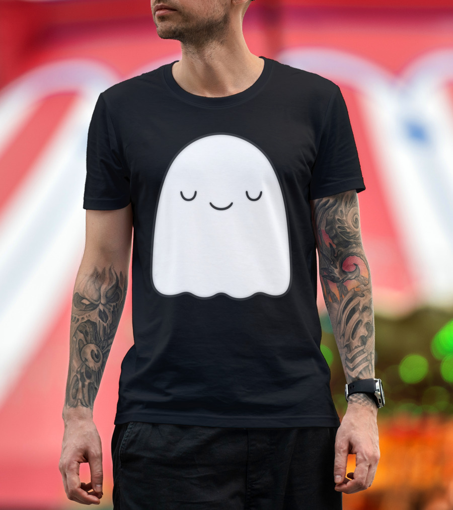 Ghost Happy Face Halloween Kawaii T-Shirt