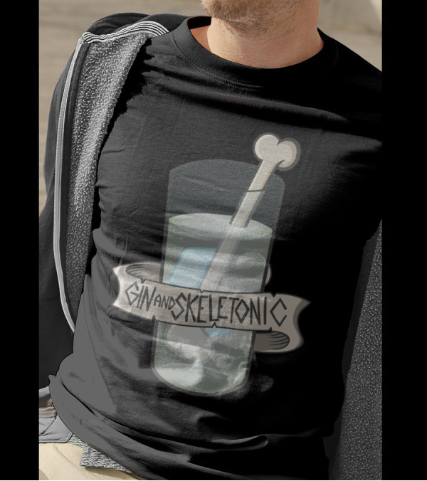 Gin And Skeletonic Cocktail With Bone Stirrer T-Shirt