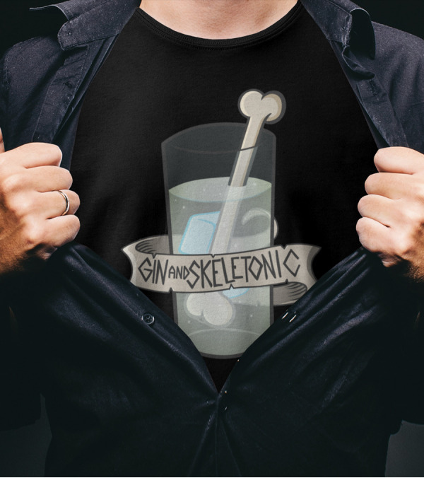 Gin And Skeletonic Cocktail With Bone Stirrer T-Shirt
