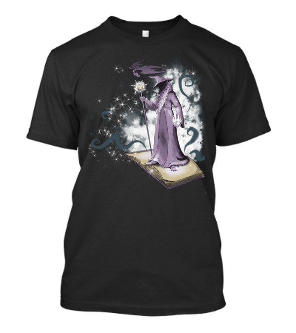 A Little Wizardry Magic Wizard On Enchanted Book With Staff And Dragon T-Shirt