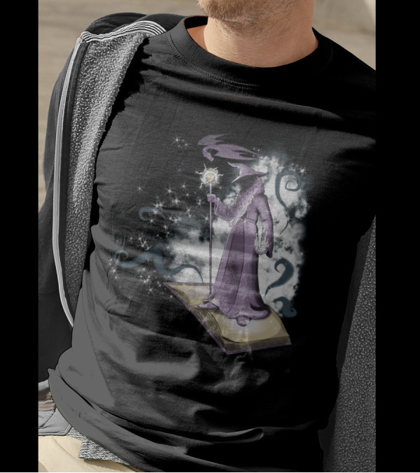 A Little Wizardry Magic Wizard On Enchanted Book With Staff And Dragon T-Shirt