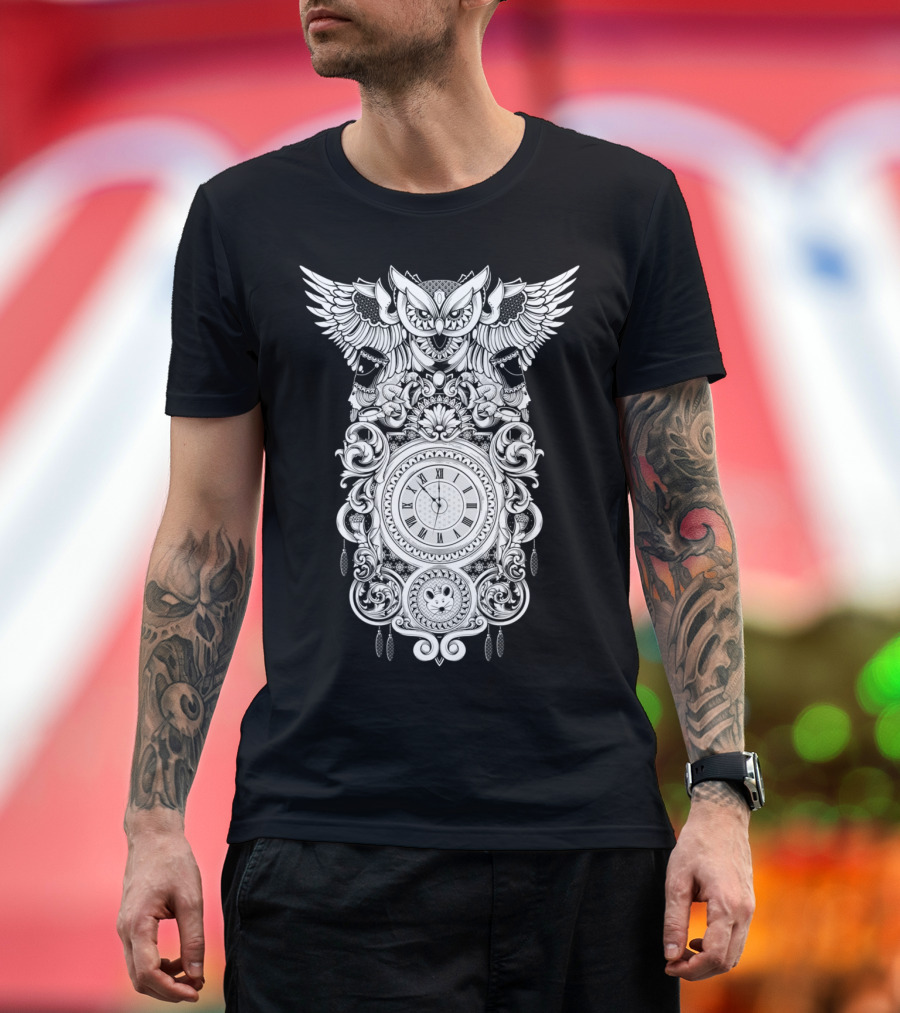 Forbidden Dreams Ornate Owl Clock T-Shirt