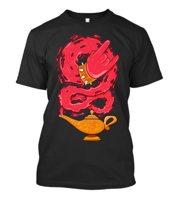 I Wish To Rock It Out Genie Hand In Rock Gesture With Magic Lamp T-Shirt