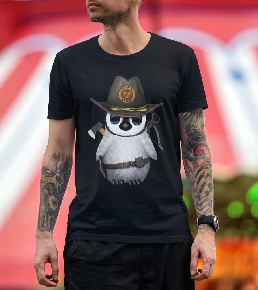 Baby Penguin Zombie Hunter Biohazard Hat Axe and Belt Accessories T-Shirt