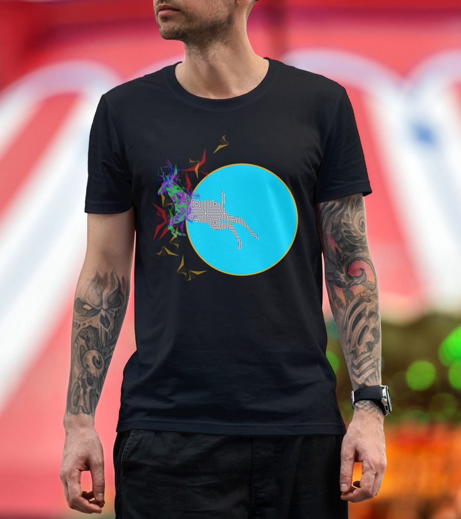 Break The Norm Geometric Deer Shattering Colorful Circle T-Shirt