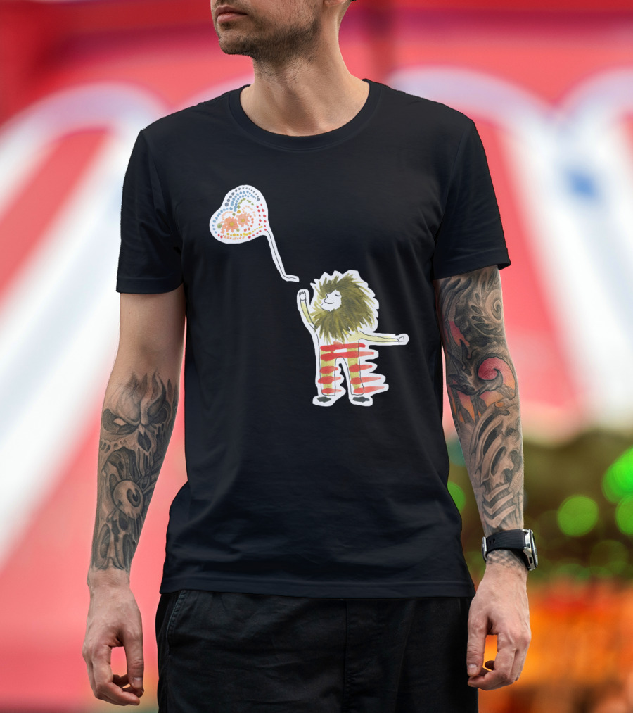 Set Them Free Dotted Heart Balloon and Lion Figure T-Shirt