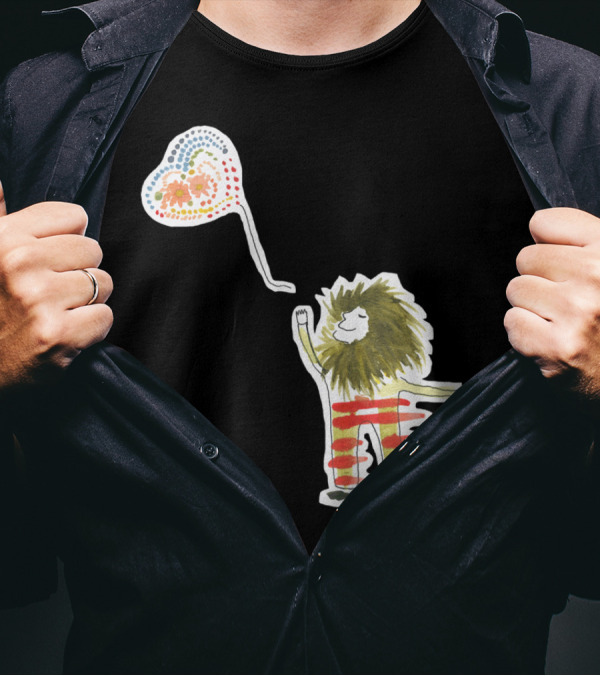 Set Them Free Dotted Heart Balloon And Lion Figure T-Shirt