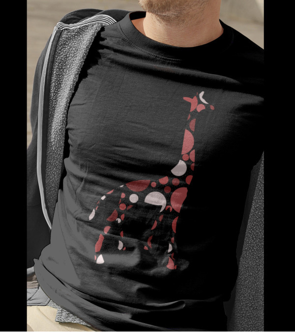 Giraffe Dots Red And White T-Shirt