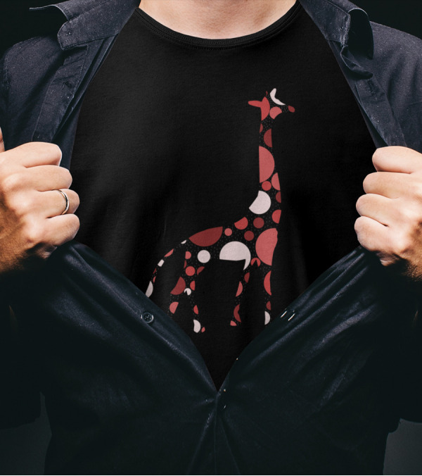 Giraffe Dots Red And White T-Shirt