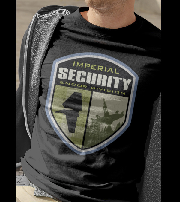 Imperial Security Endor Division Star Wars TIE Fighter And AT-ST Silhouette Badge T-Shirt