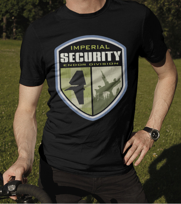 Imperial Security Endor Division Star Wars TIE Fighter And AT-ST Silhouette Badge T-Shirt