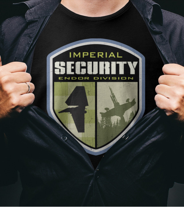 Imperial Security Endor Division Star Wars TIE Fighter And AT-ST Silhouette Badge T-Shirt