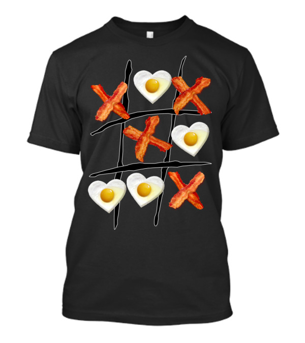 Bacon And Egg Heart Tic Tac Toe Grid T-Shirt