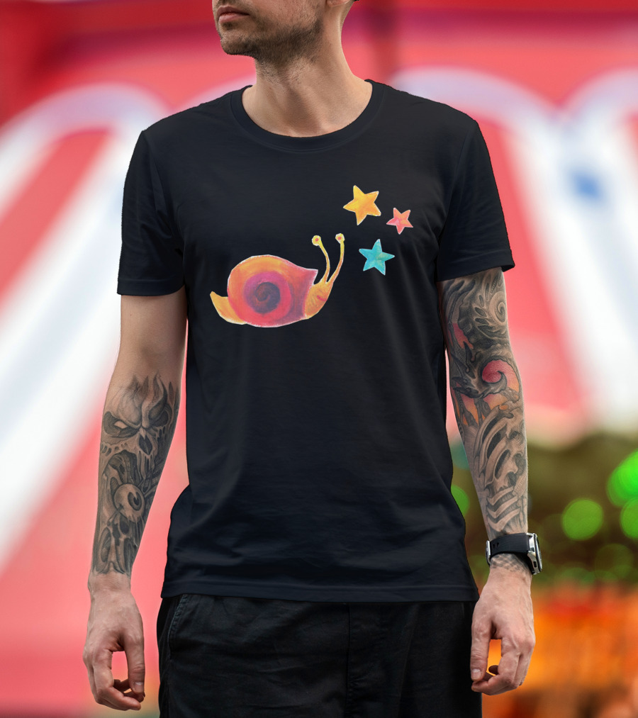 Bright Pink Violet Snail With Colorful Stars T-Shirt
