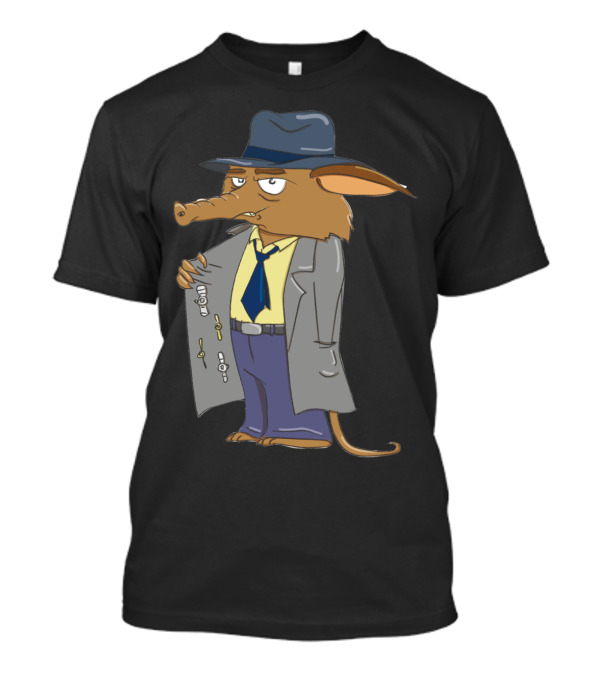 Aardvark Detective In Trench Coat Noir T-Shirt