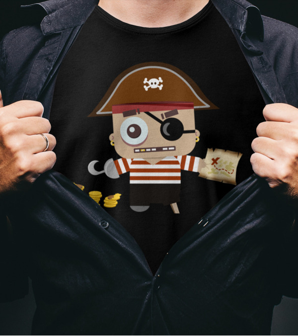 Aarr A Pirate With Treasure Map And Coins T-Shirt