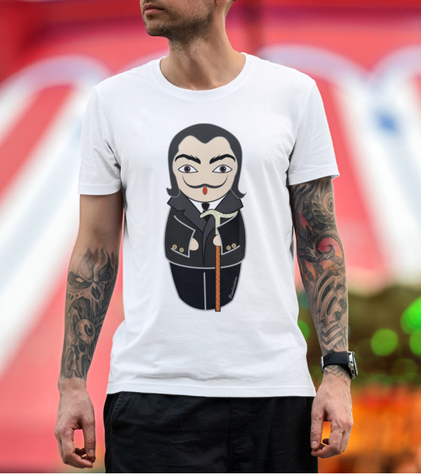 Premium T-Shirt: Kokeshi Salvador Dalí Surrealist Doll T-Shirt Kokeshi Salvador Dalí Surrealist Doll T-Shirt