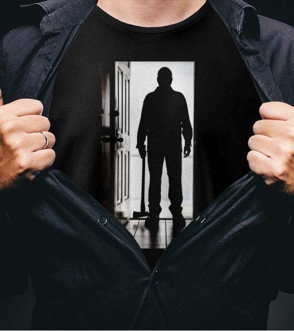 Bad Man With Axe Dark Figure By Doorway T-Shirt