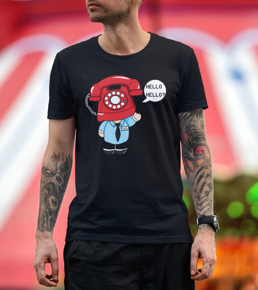 Hello Hello Phone Guy Retro Telephone Head Character T-Shirt