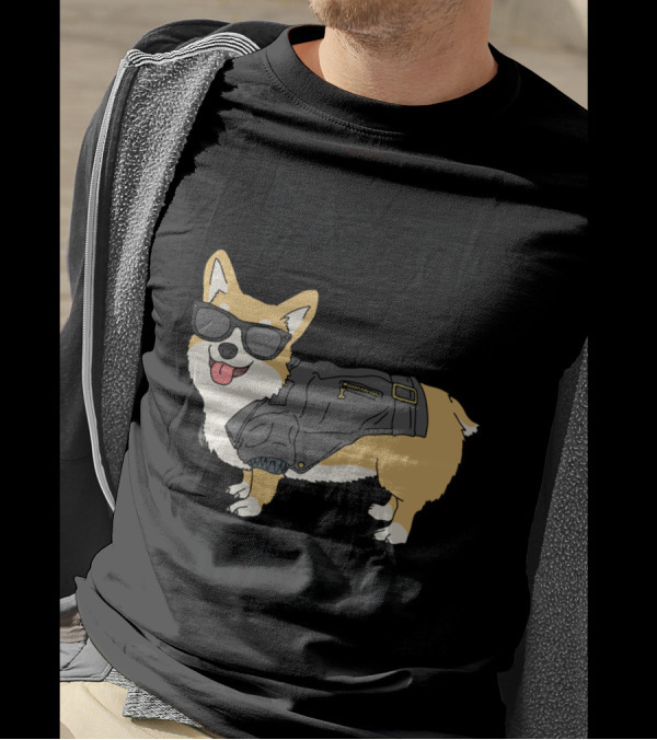 Bad To The Bone Sunglasses Jacket Corgi T-Shirt