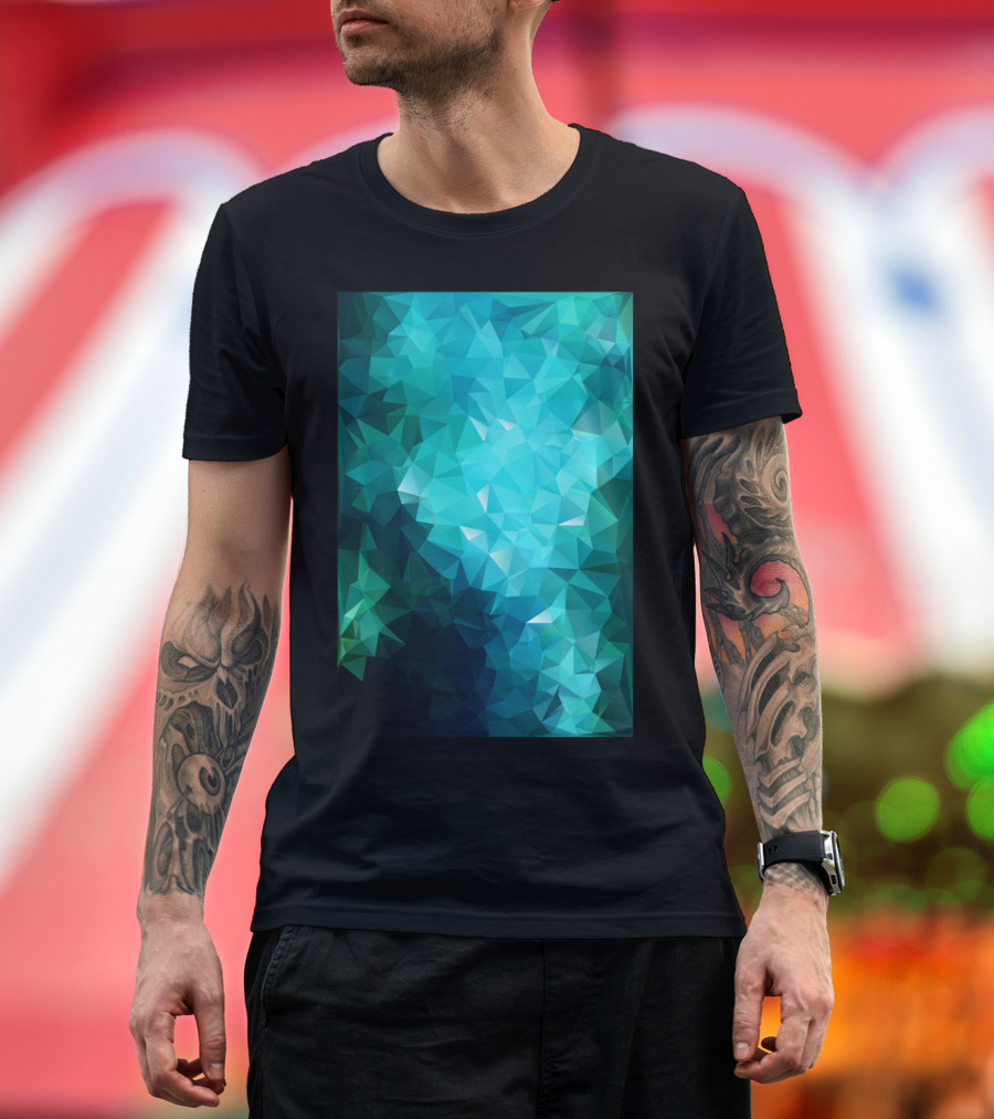 Shimmering Aquamarine Low Poly Design Artful Geometric T-Shirt