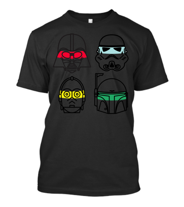 Star Wars Helmet Color Lines Darth Vader Stormtrooper C-3PO Boba Fett T-Shirt