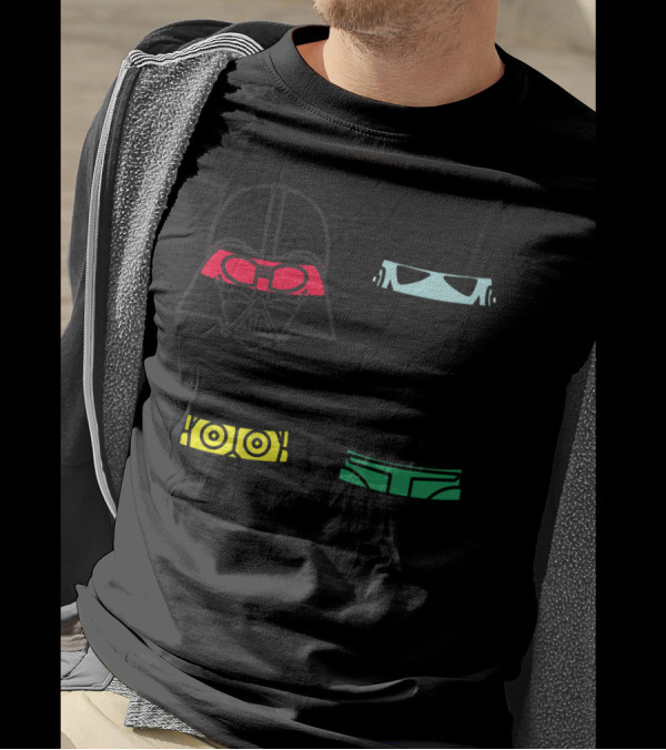 Star Wars Helmet Color Lines Darth Vader Stormtrooper C-3PO Boba Fett T-Shirt