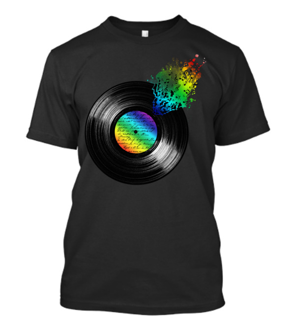 Broken Vinyl Explosion With Colorful Musical Notes T-Shirt