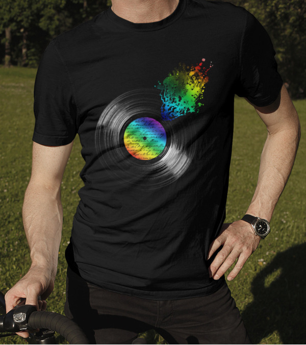 Broken Vinyl Explosion With Colorful Musical Notes T-Shirt