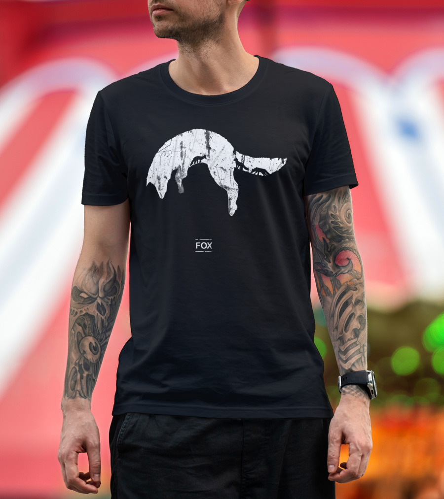 Fox Wildlife Dripping Silhouette Forest Scene T-Shirt