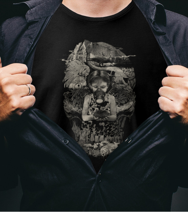 Unwanted Reality Gas Mask Child And Nature Surrealism T-Shirt