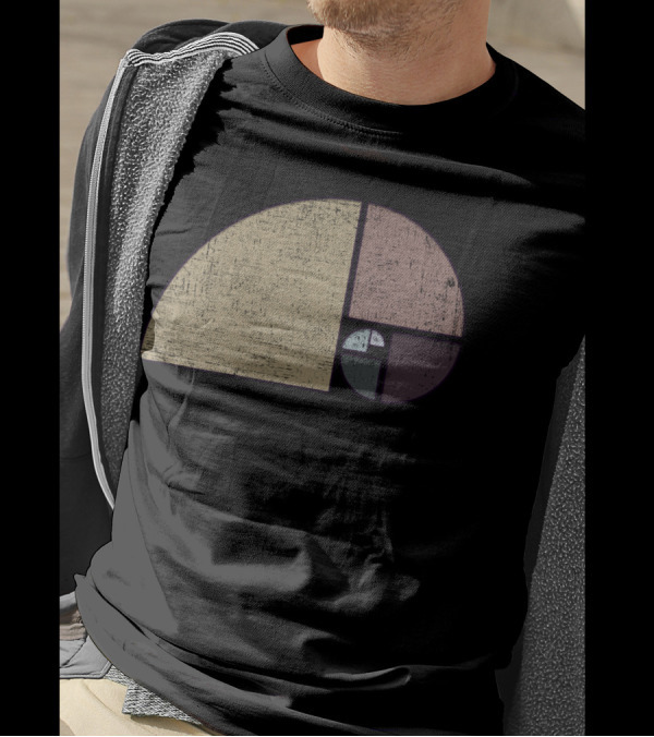 Distressed Fibonacci Spiral Geometric T-Shirt