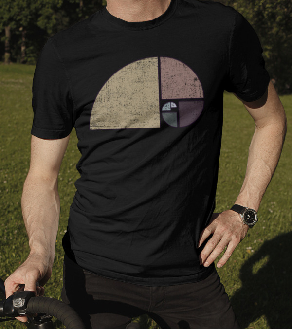 Distressed Fibonacci Spiral Geometric T-Shirt