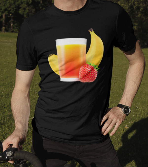 Banana And Strawberry Smoothie Drink With Fresh Fruits T-Shirt